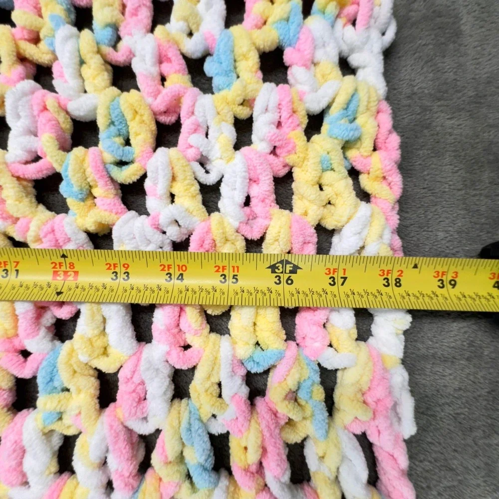 Handmade Crochet Baby Blanket Pastel Colors‎ Soft Knit Throw 36x36